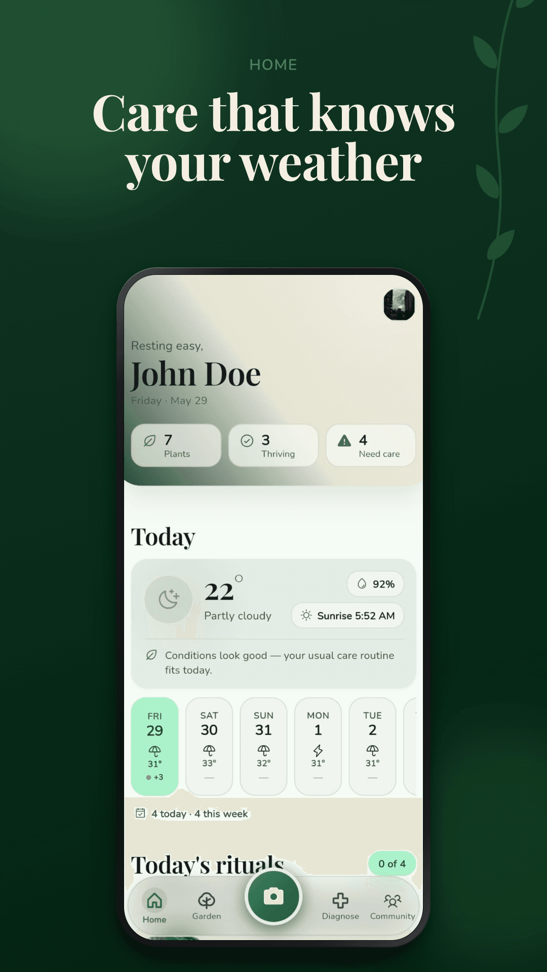 Rooted plant identification result with care details